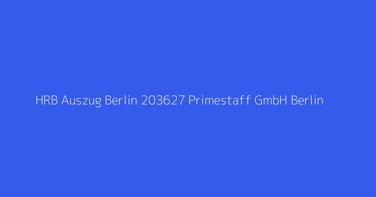 HRB Auszug Berlin 203627 Primestaff GmbH Berlin